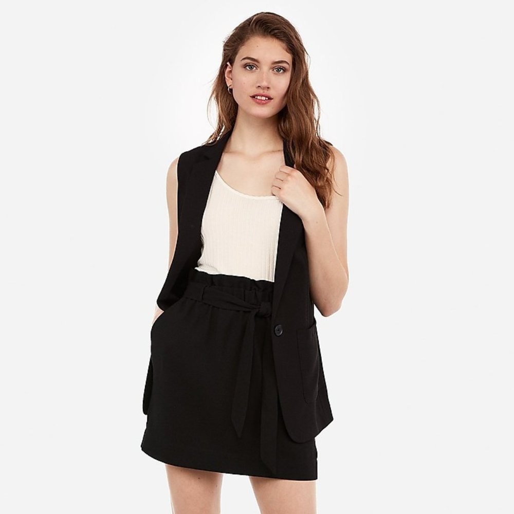 Express | High Waisted Sash Tie Mid-Thigh Skirt